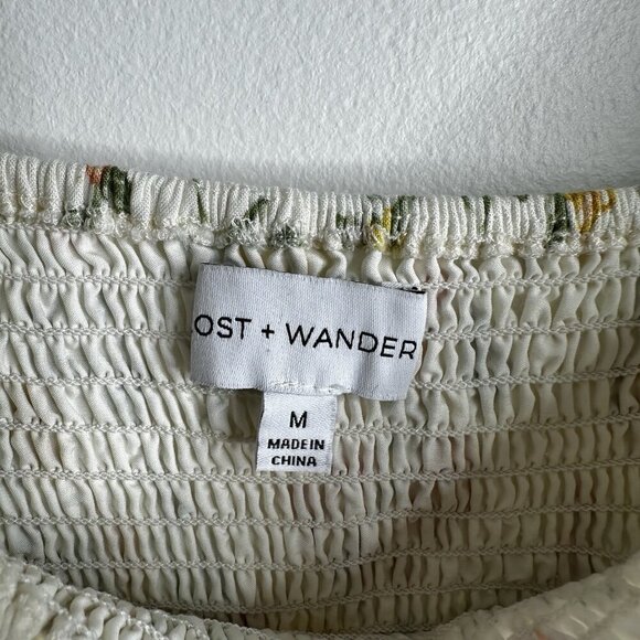 Lost + Wander Ditzy Floral Smocked Mini Dress Garden Cottagecore Sz M Boho Y2K - Picture 9 of 11